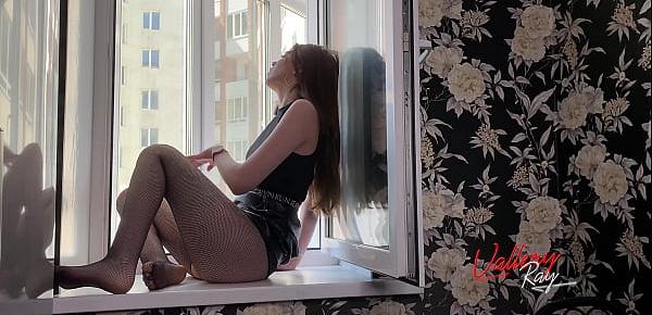 Naughty teen girl plays with her pussy after college while parents not at home  Solo girl